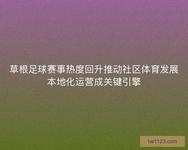 草根足球赛事热度回升推动社区体育发展本地化运营成关键引擎