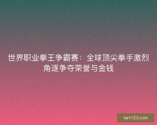 世界职业拳王争霸赛：全球顶尖拳手激烈角逐争夺荣誉与金钱