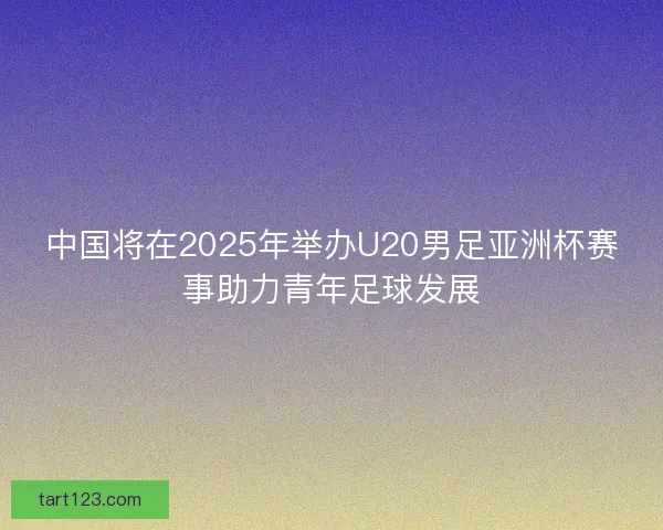 中国将在2025年举办U20男足亚洲杯赛事助力青年足球发展